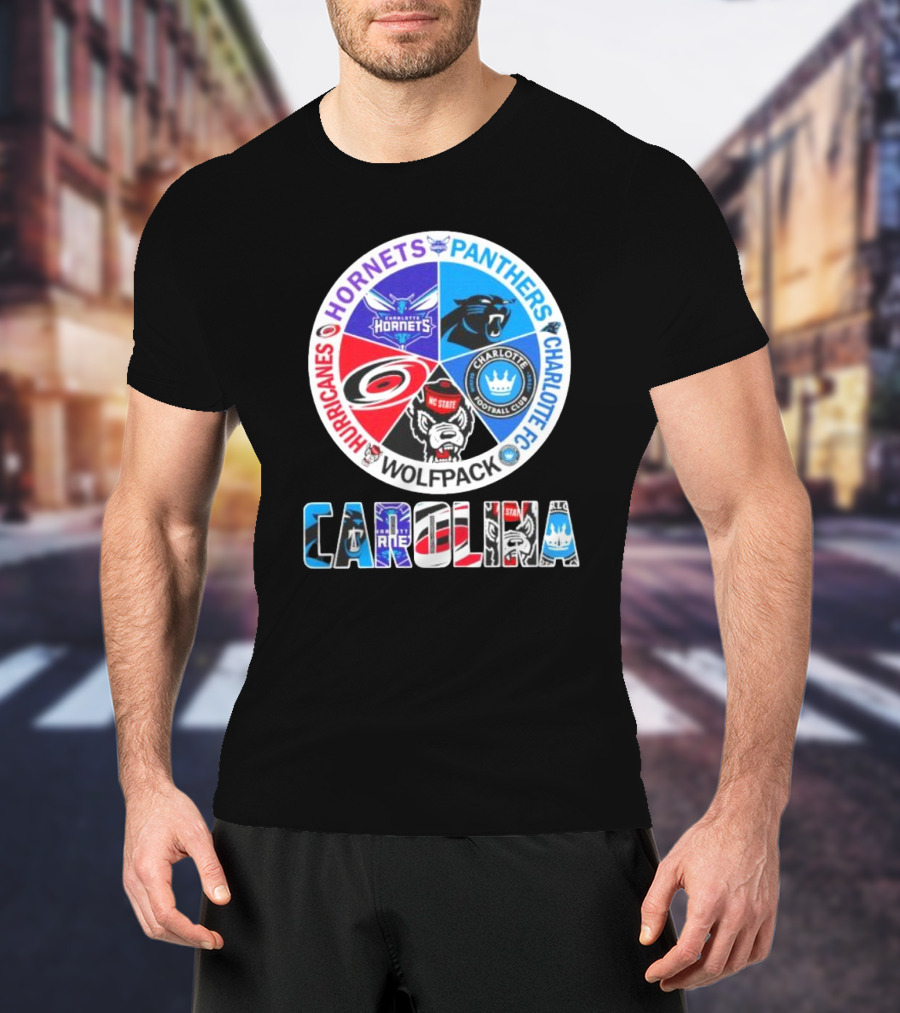Carolina Panthers Hornets Hurricanes Wolfpack Charlotte FC Sports Teams T-Shirt