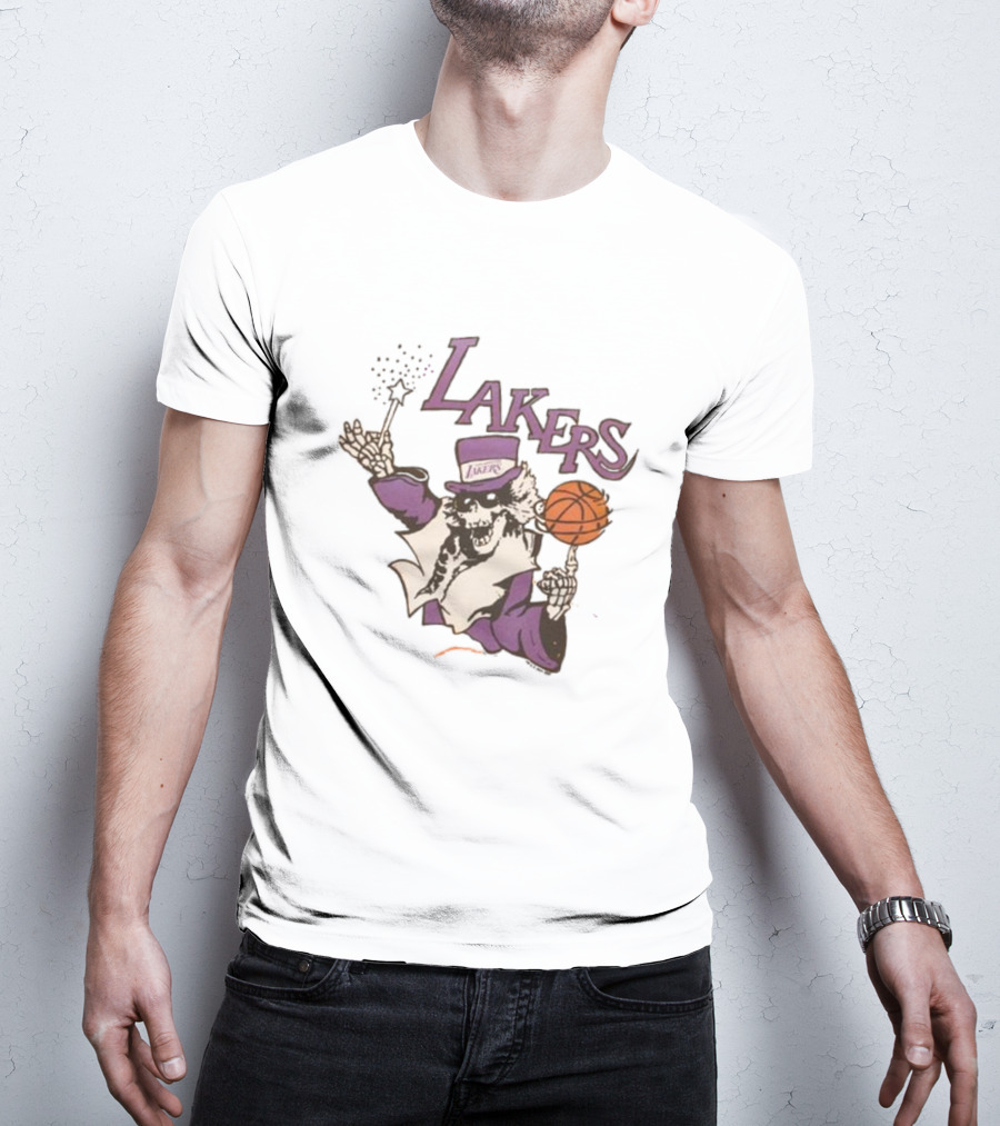 NBA Grateful Dead Lakers Skeleton Basketball T-Shirt