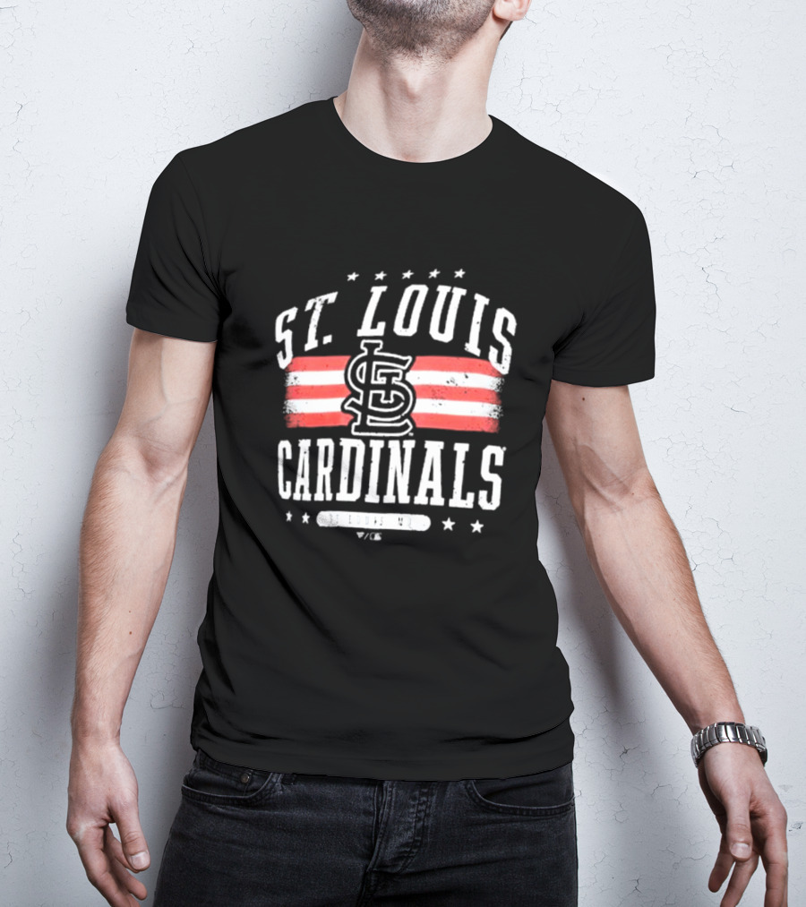 St. Louis Cardinals Americana Big And Tall Stars And Stripes Logo With St. Louis MO T-Shirt