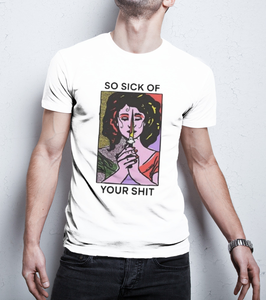 So Sick Of Your Shit Woman Holding Knife Colorful Pop T-Shirt