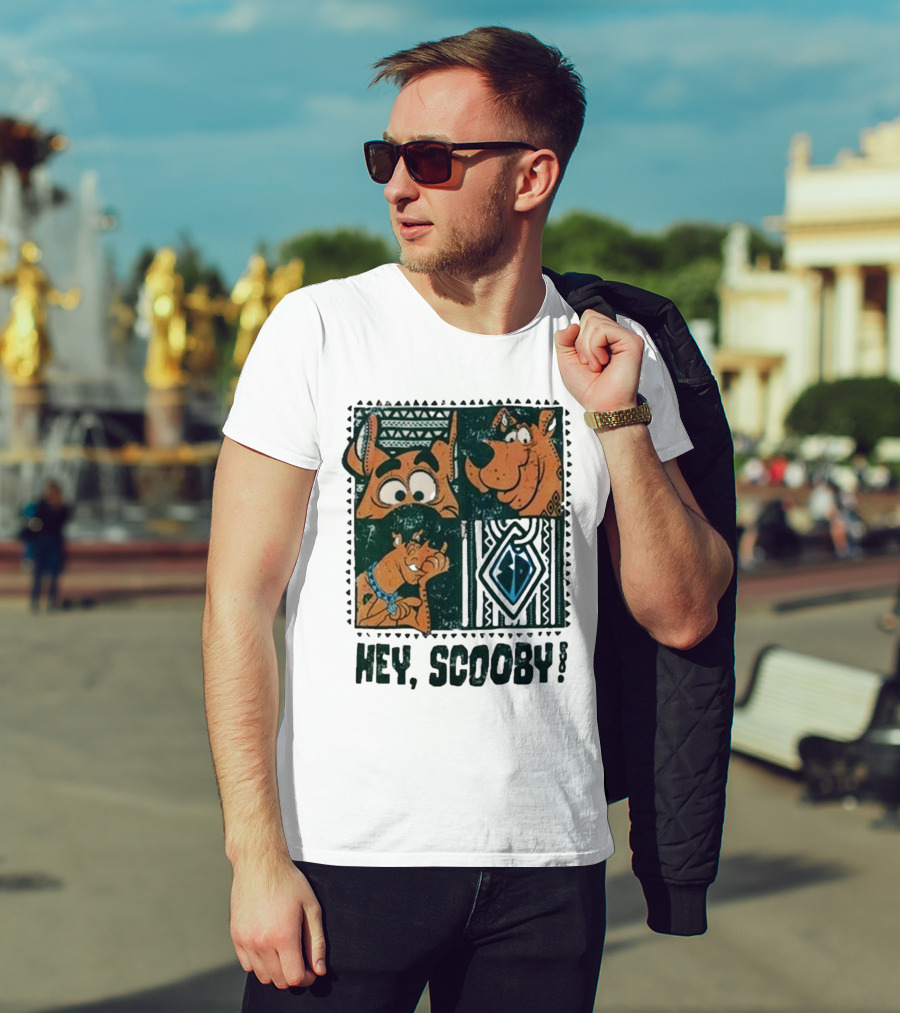 Scooby Doo Hey Scooby With Geometric Patterns And Scooby-Doo Facials T-Shirt