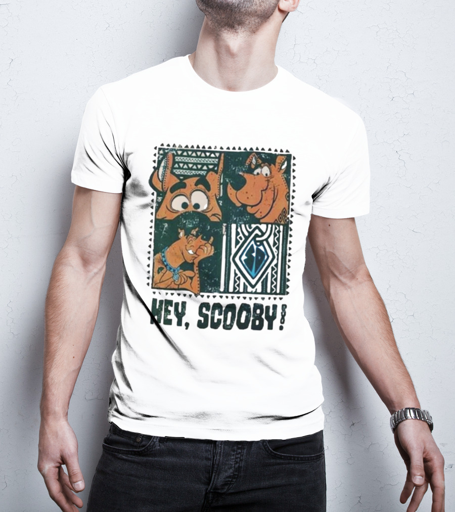Scooby Doo Hey Scooby With Geometric Patterns And Scooby-Doo Facials T-Shirt