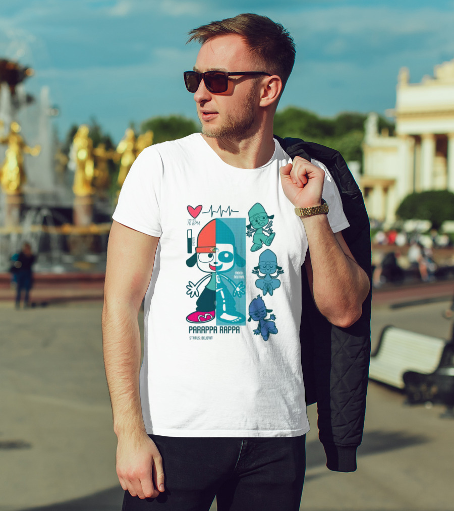 Parappa Rappa X-Ray Mood Neutral Status Believin Retro Video Game Character Graphics T-Shirt