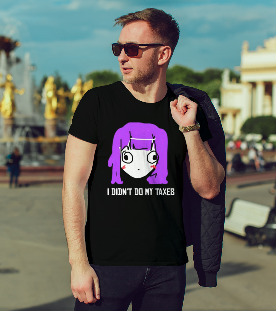 Jusagi Chan I Didn’t Do My Taxes Anime Style Purple Hair Sketch T-Shirt