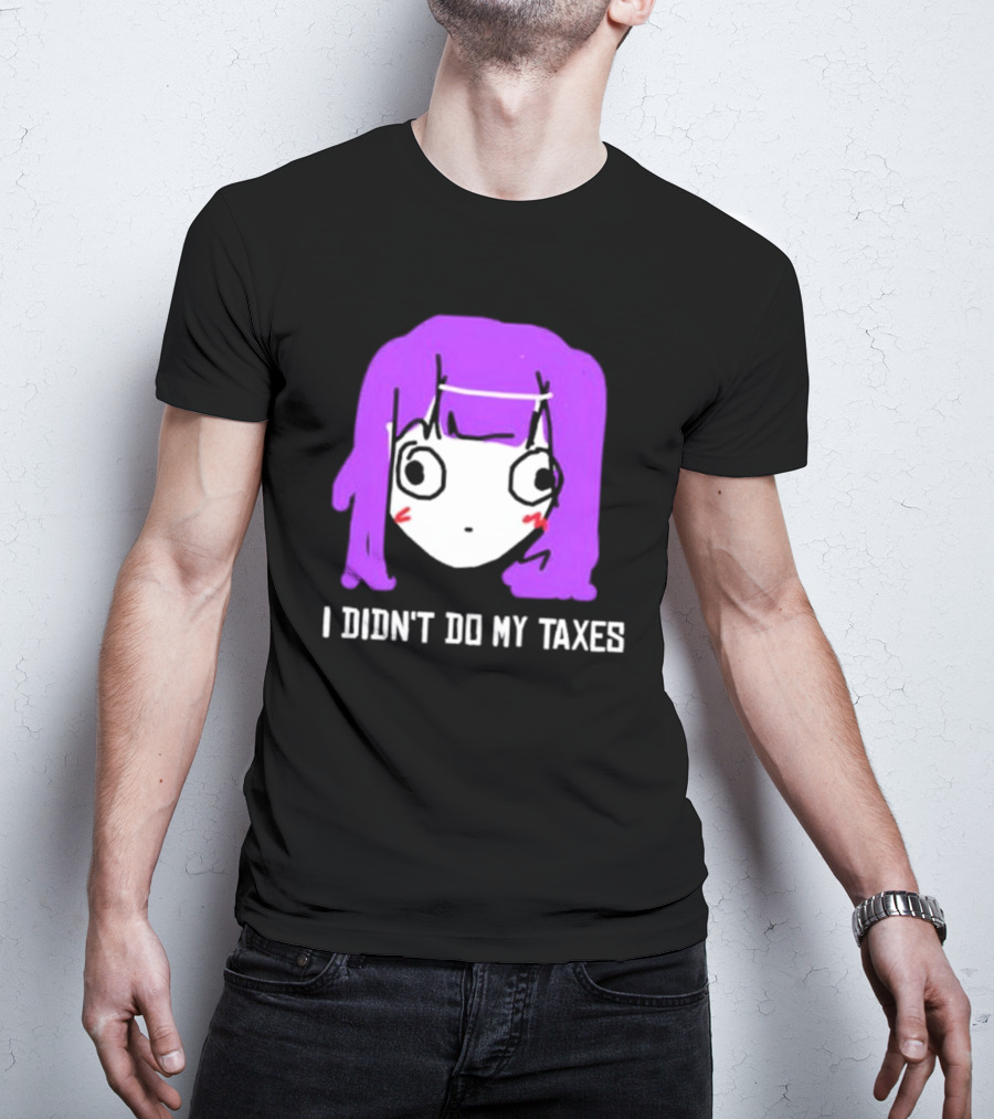 Jusagi Chan I Didn’t Do My Taxes Anime Style Purple Hair Sketch T-Shirt