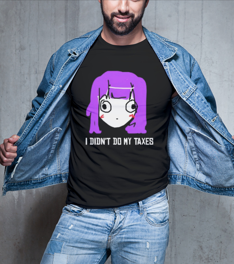 Jusagi Chan I Didn’t Do My Taxes Anime Style Purple Hair Sketch T-Shirt