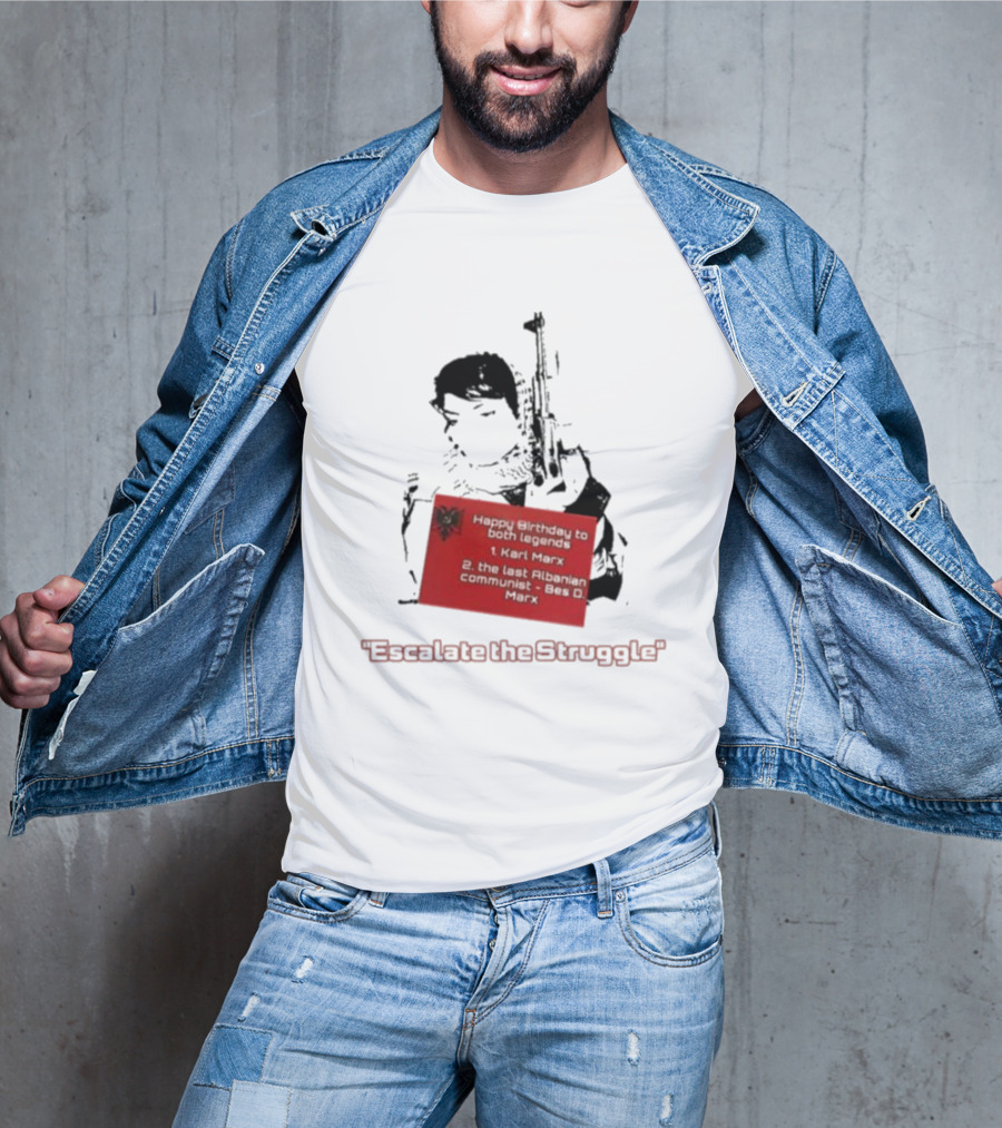 Happy Birthday To Both Legends: 1. Karl Marx 2. The Last Albanian Communist Beq O. Mark Escalate The Struggle T-Shirt