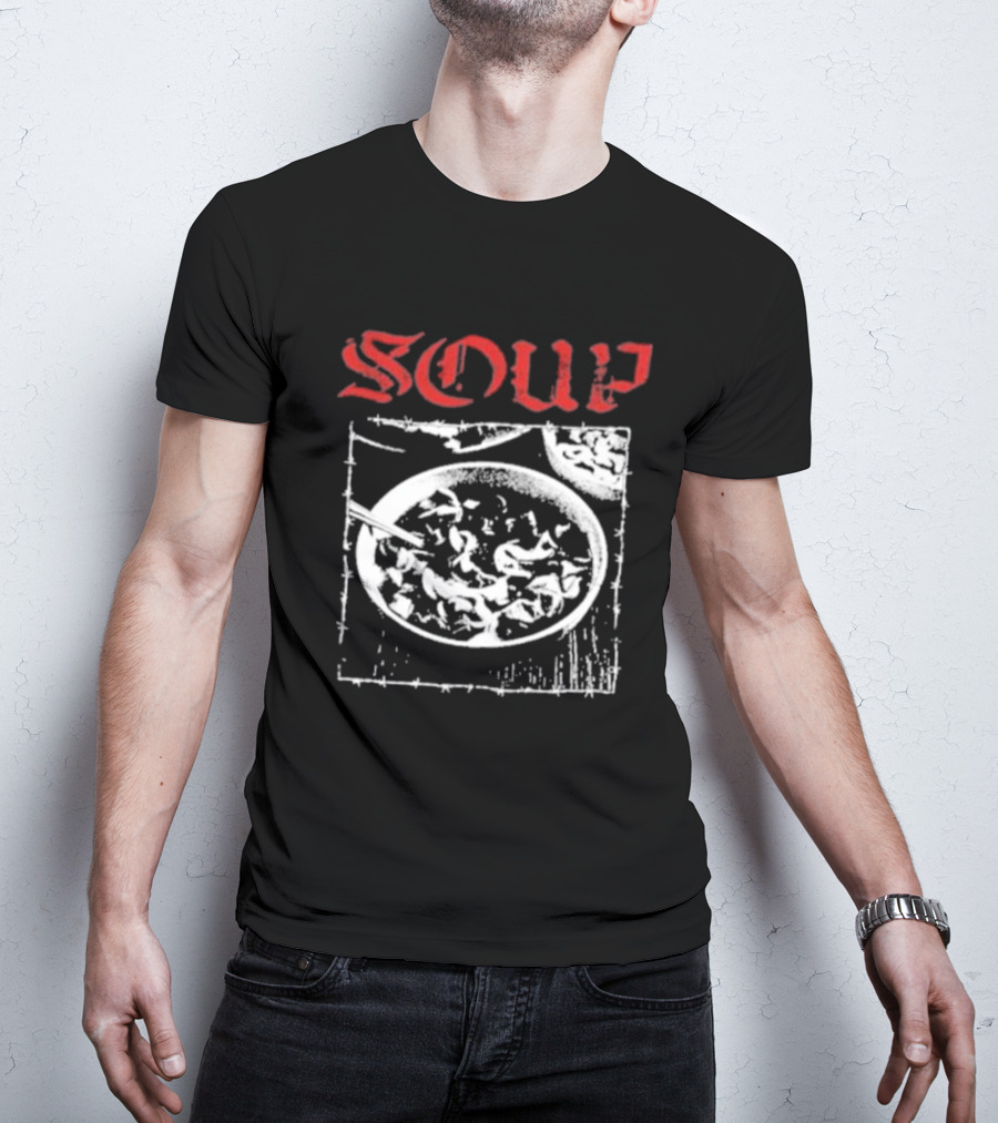 Soup Bowl With Red Hardcore Typography T-Shirt