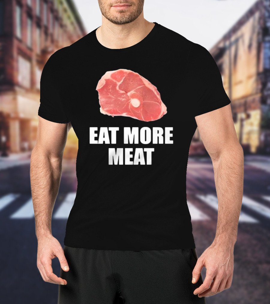 Oscar De La Hoya Wearing Eat More Meat Steak Slice T-Shirt
