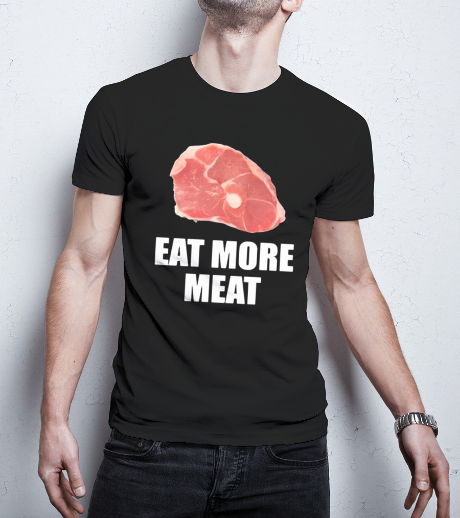 Oscar De La Hoya Wearing Eat More Meat Steak Slice T-Shirt