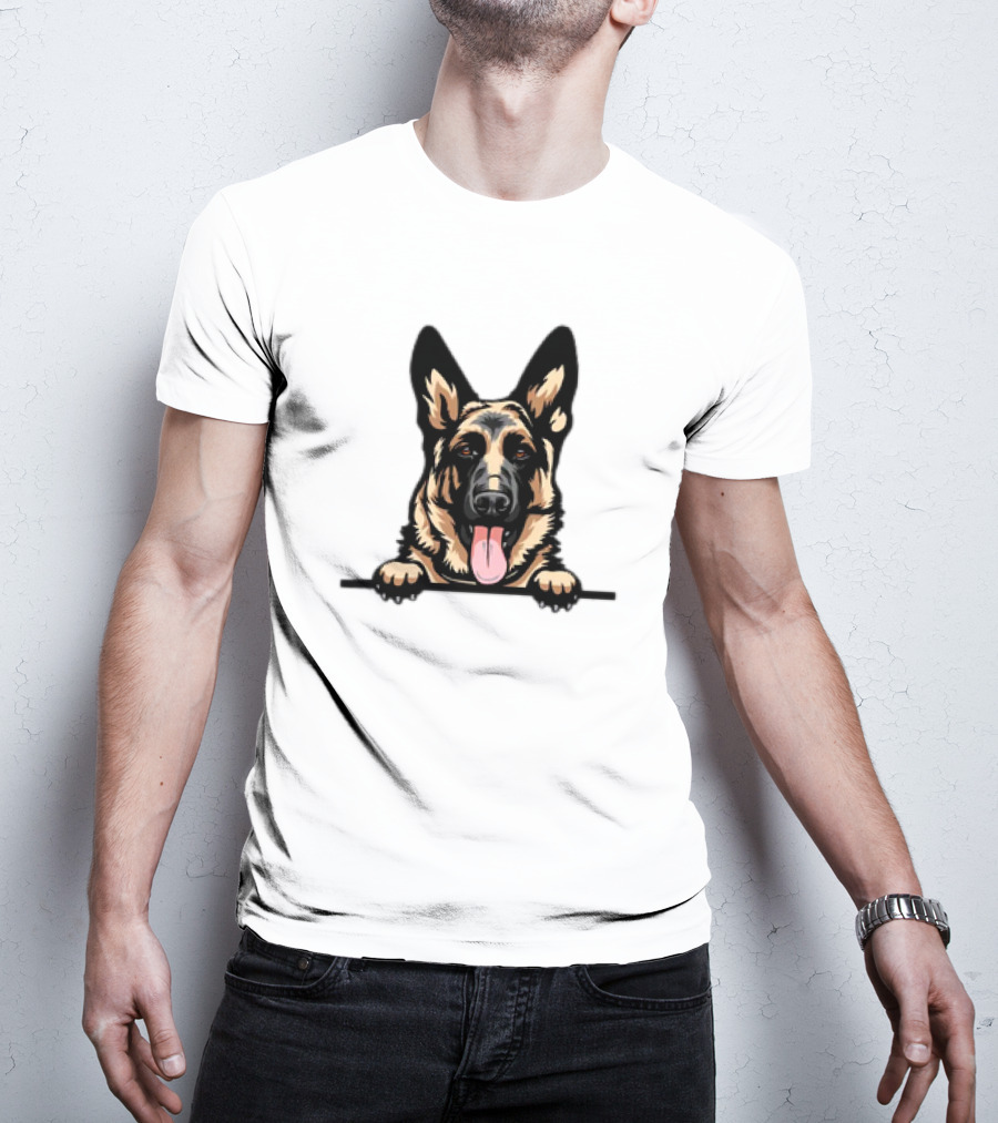 German Shepherd Dog Peeking Design Animal R5fvgb Color T-Shirt