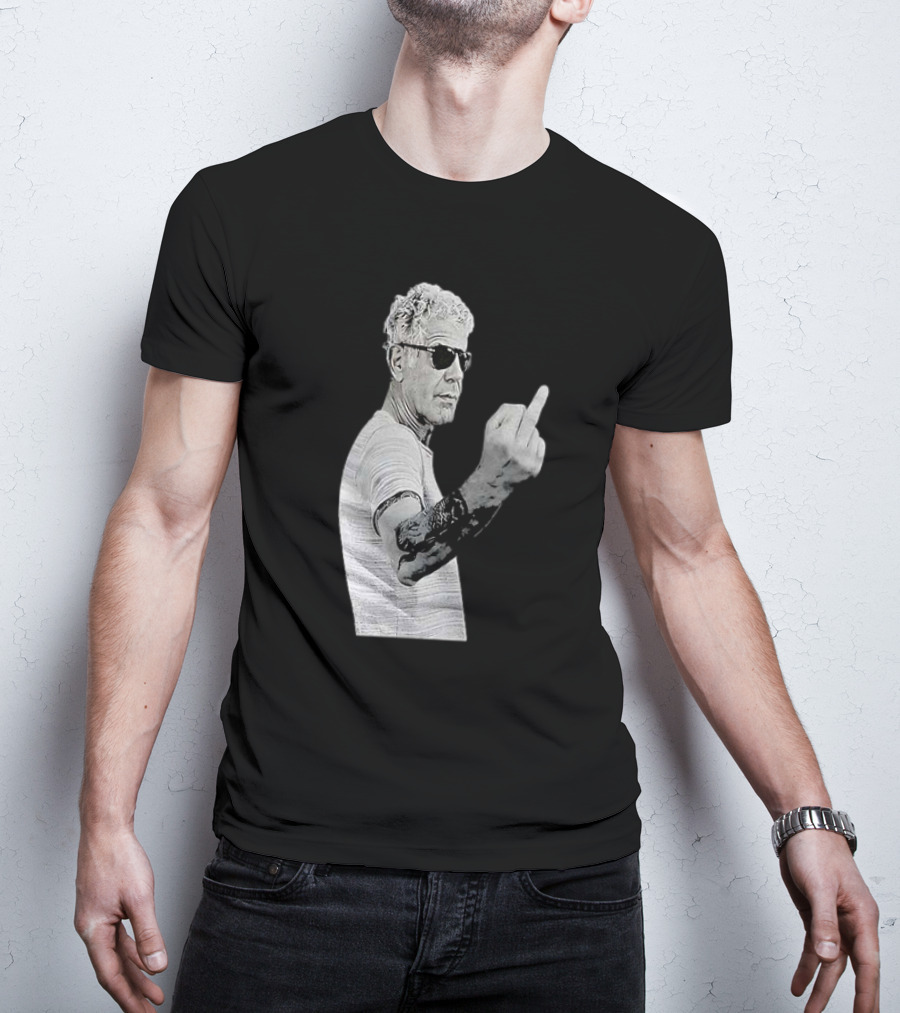 Anthony Bourdain Iconic Middle Finger Gesture T-Shirt