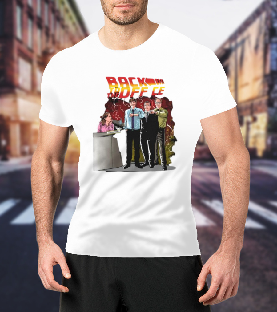 Back To The Office Men At Reception: Humorous Nostalgia With Lightning Burst T-Shirt