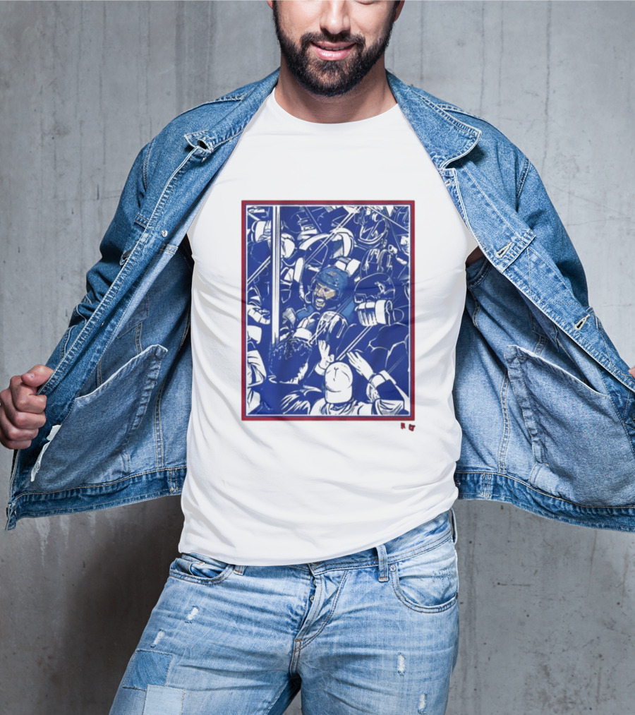 Vincent Trocheck Dogpile Hockey Team Celebration In Blue And White T-Shirt