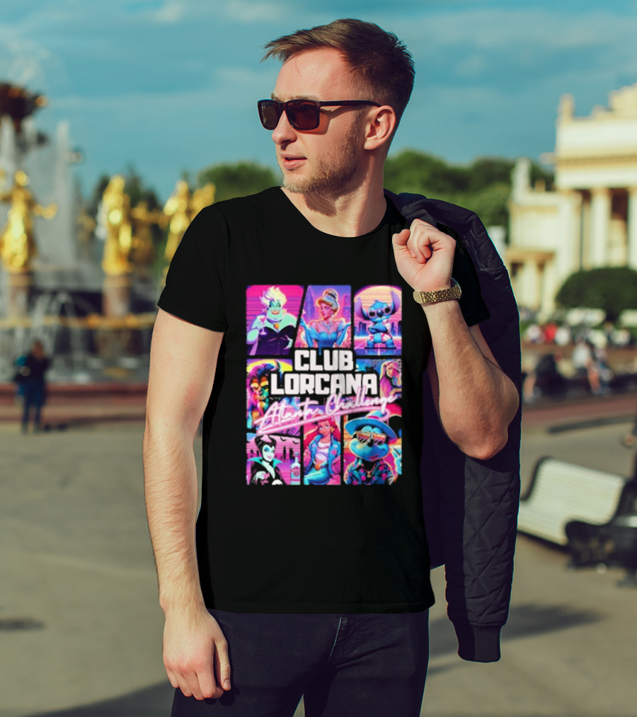Club Lorcana Atlanta Challenge Ursula Cinderella Stitch 80s Neon T-Shirt