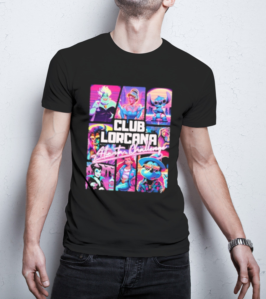 Club Lorcana Atlanta Challenge Ursula Cinderella Stitch 80s Neon T-Shirt