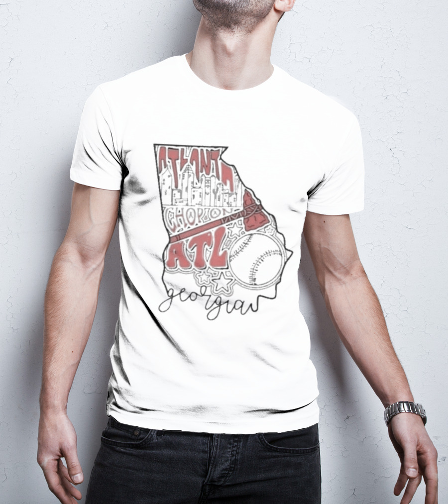 Atlanta Chop On ATL Georgia Baseball Map T-Shirt