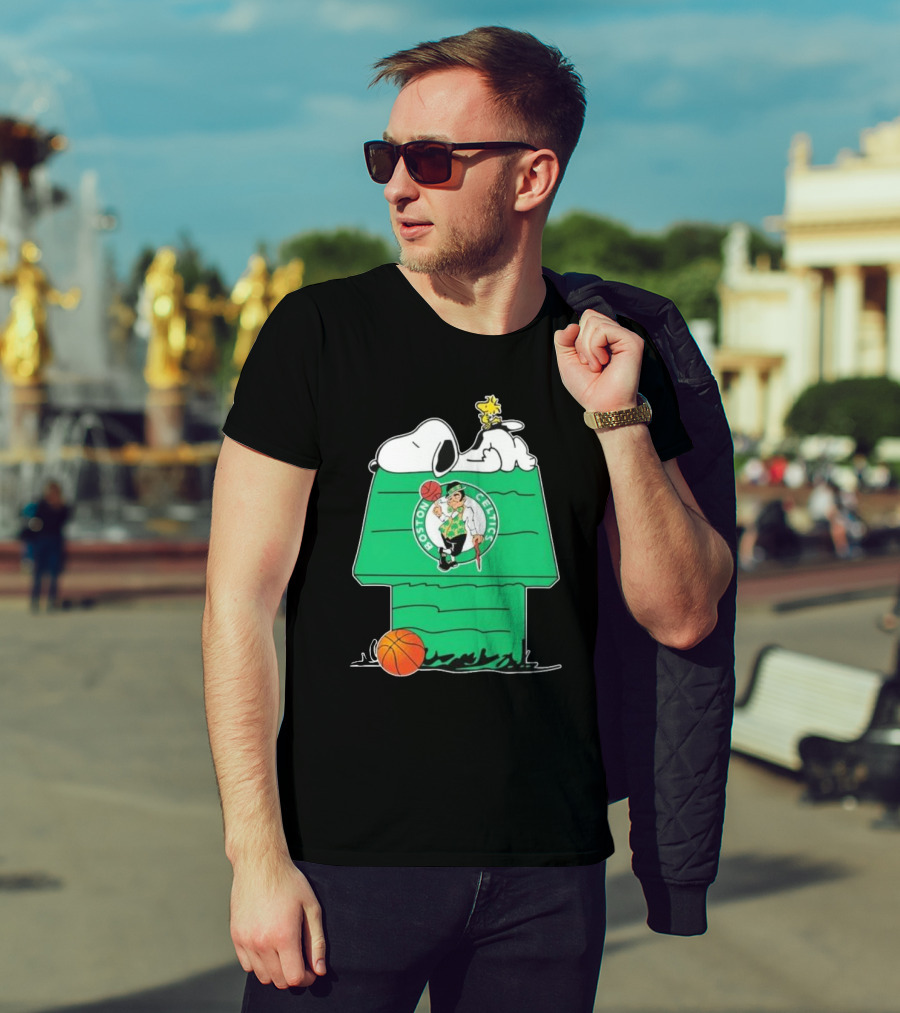 Peanuts Snoopy Woodstock Boston Celtics Basketball House T-Shirt