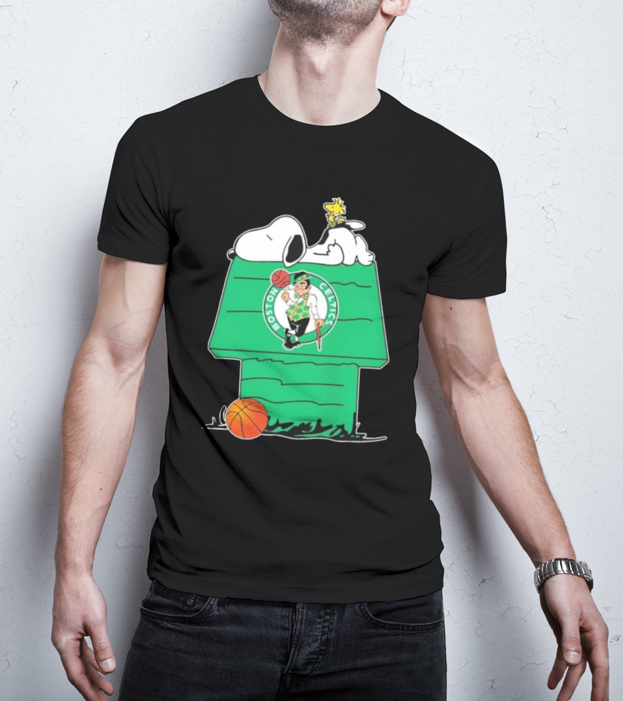 Peanuts Snoopy Woodstock Boston Celtics Basketball House T-Shirt