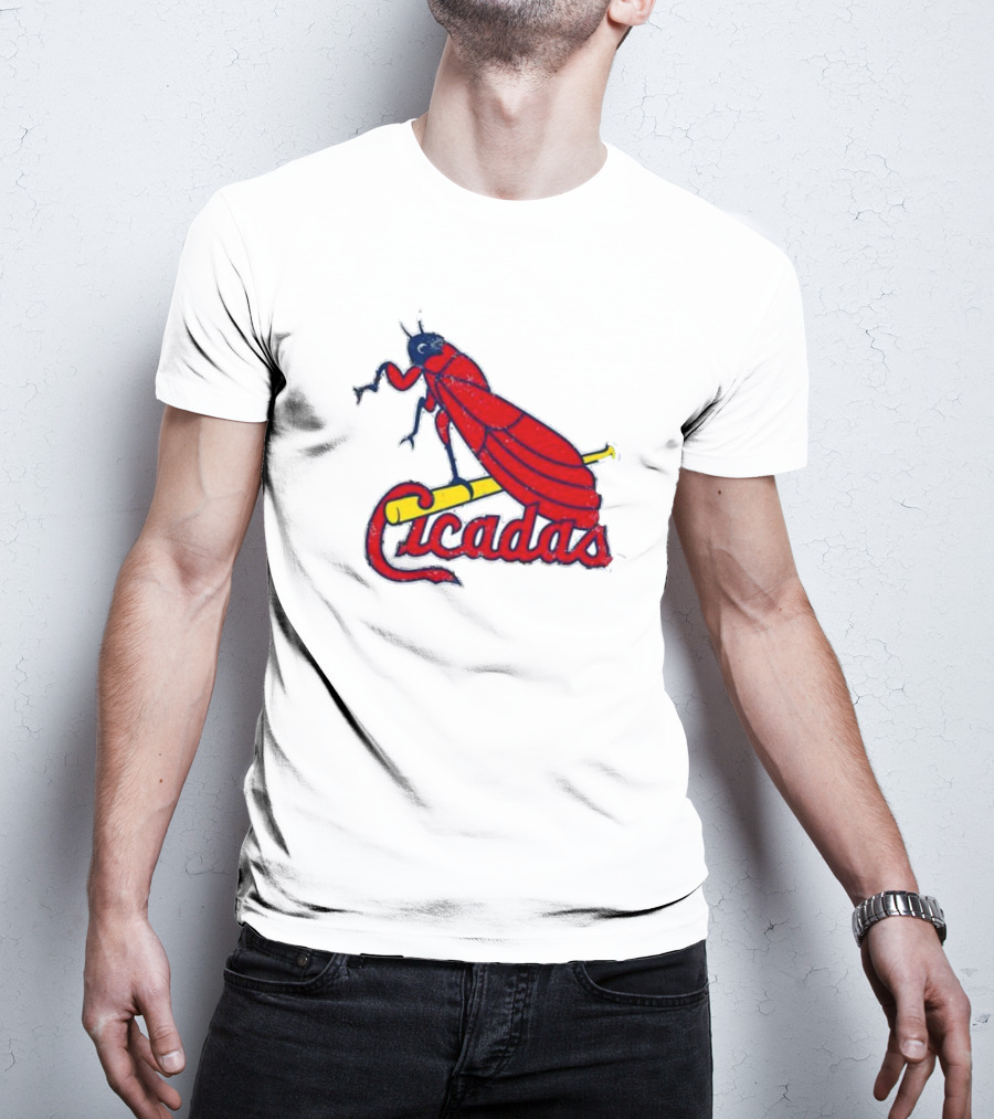 St. Louis Cicadas Red Insect Mascot Baseball Team T-Shirt