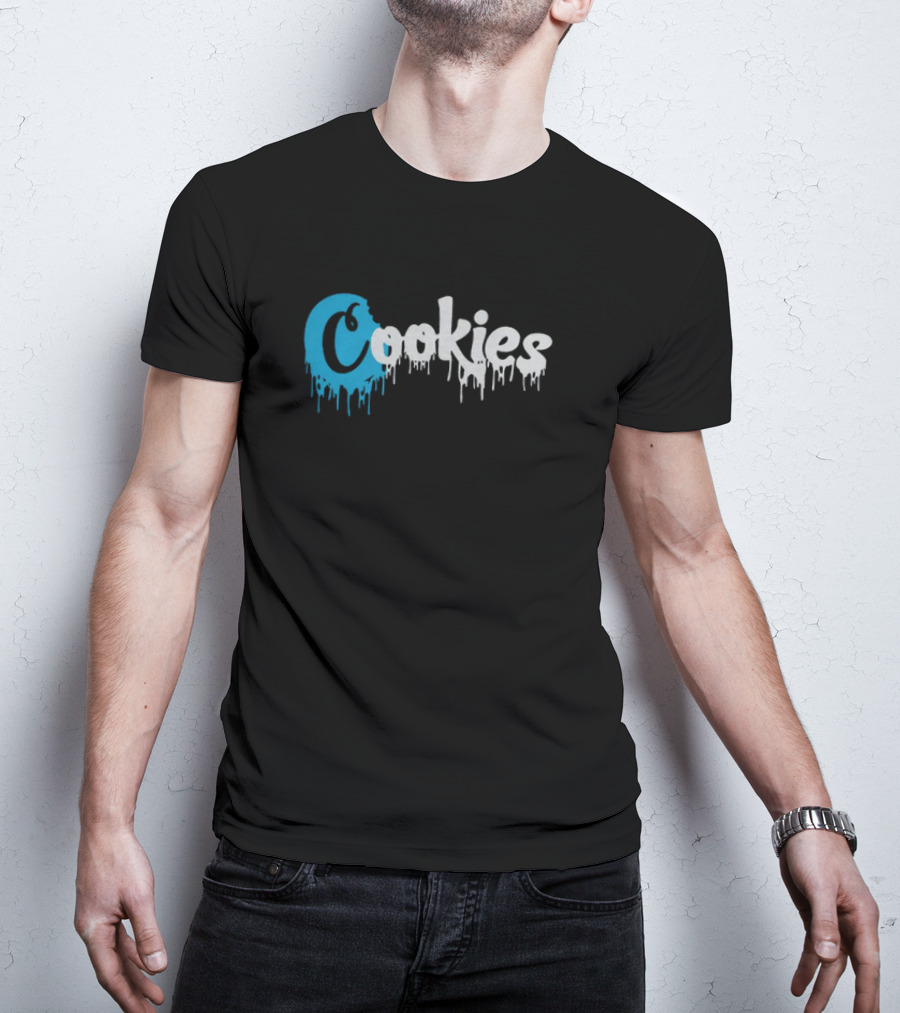 Cookies Dripping Text Blue T-Shirt