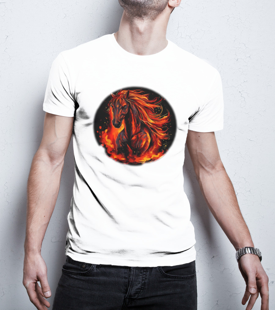 Fiery Horse With Flames For Funny Horse Lovers T-Shirt