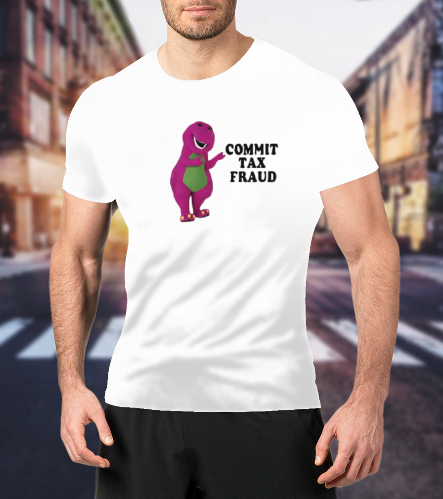 Commit Tax Fraud Purple Dinosaur Joke T-Shirt
