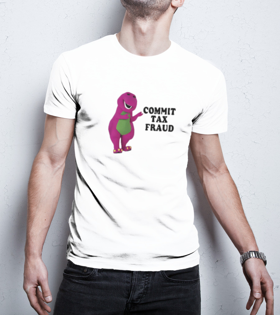 Commit Tax Fraud Purple Dinosaur Joke T-Shirt