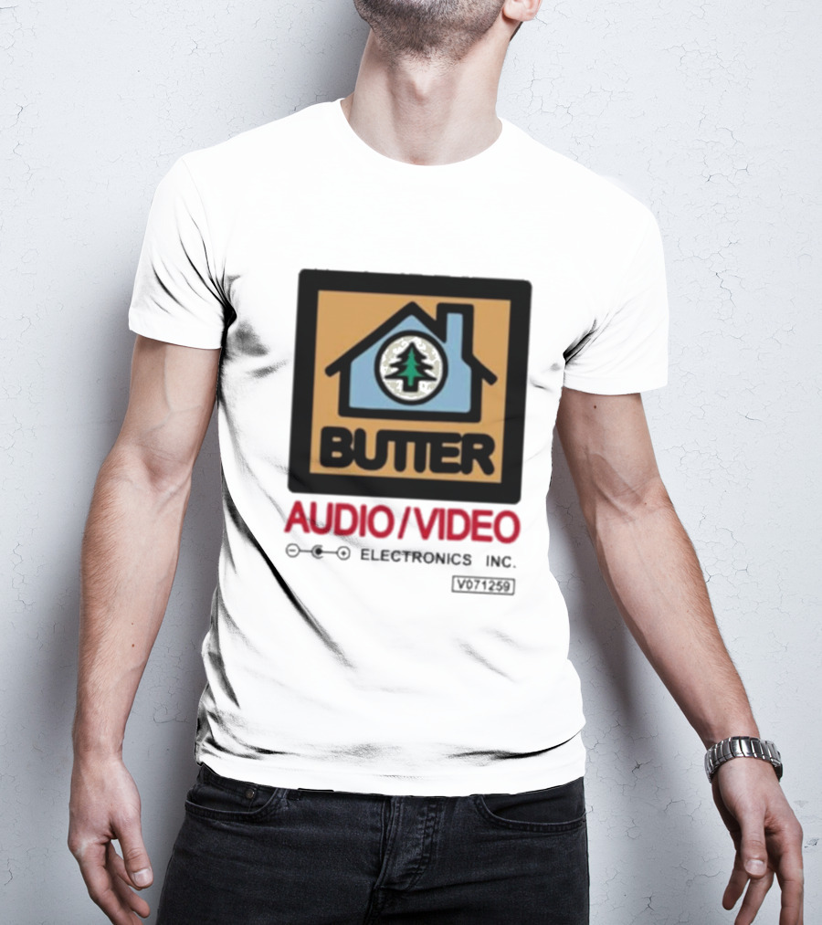 Tommyinnit Wearing Butter Audio Video Electronics Inc. House Symbol With Tree T-Shirt