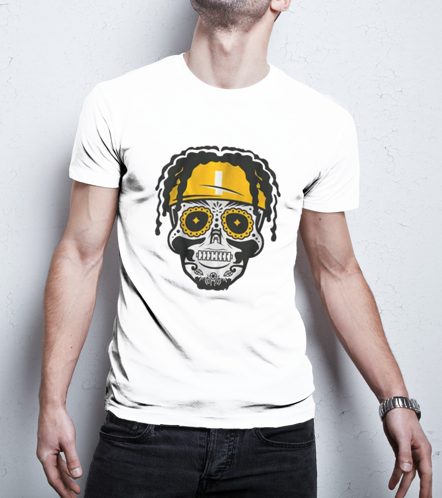 Justin Fields Pittsburgh Football Sugar Skull T-Shirt