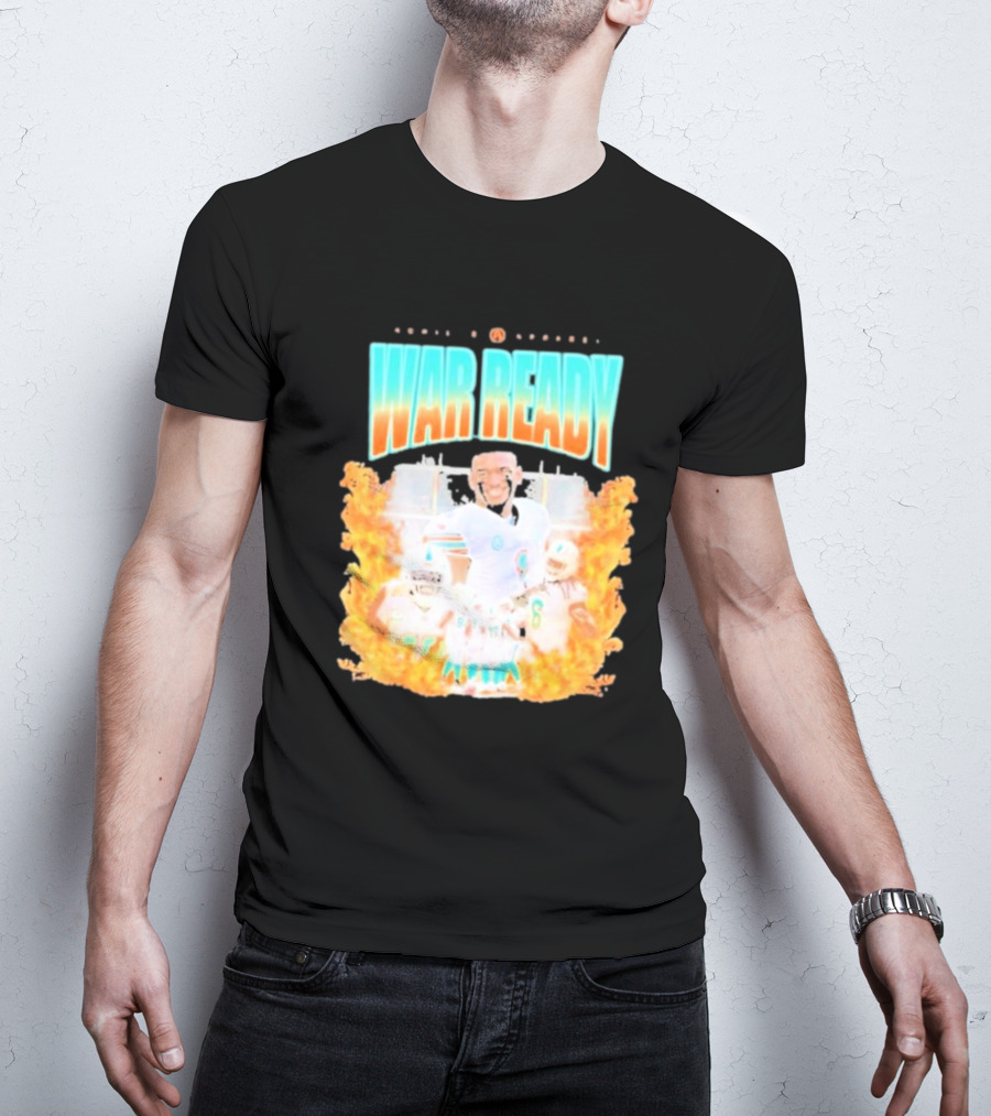 Waddle And Associates War Ready Miami Football Flame Burst T-Shirt