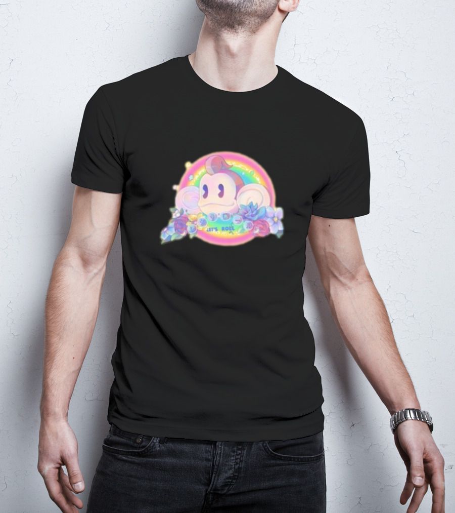 Quit Monkeying Around Let's Roll With Rainbow Monkey And Flowers T-Shirt