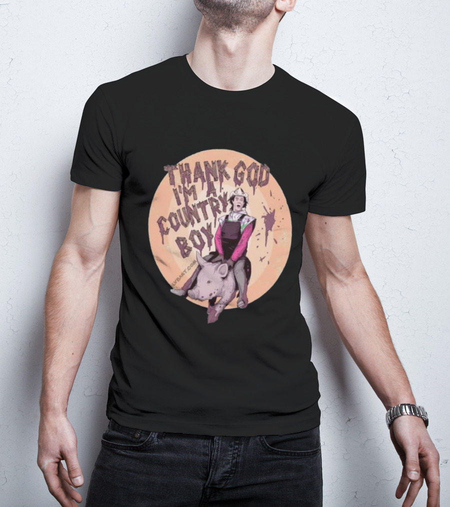 Thank God I'm A Country Boy Riding Pigman T-Shirt