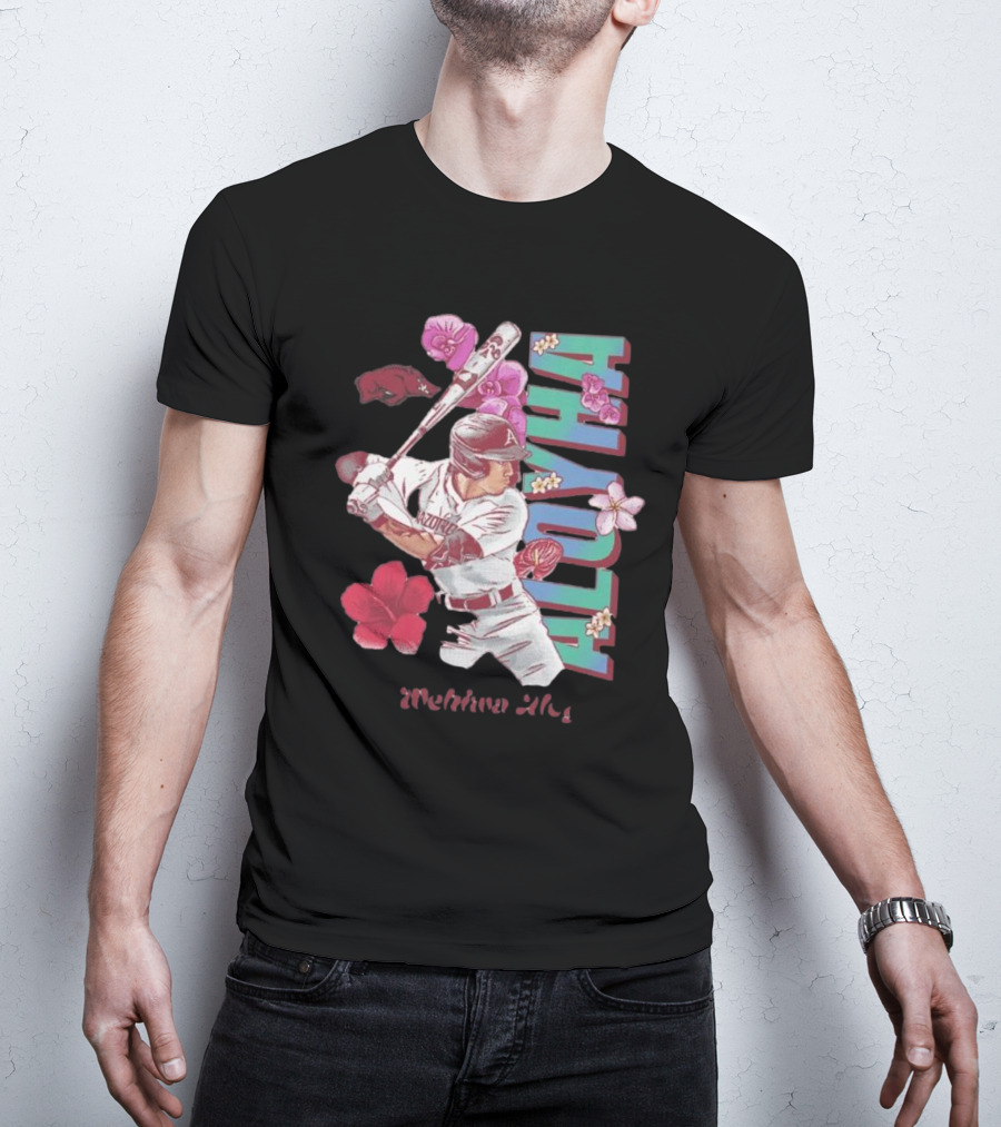 Wehiwa Aloyha Aloy Arkansas Baseball Flowers T-Shirt