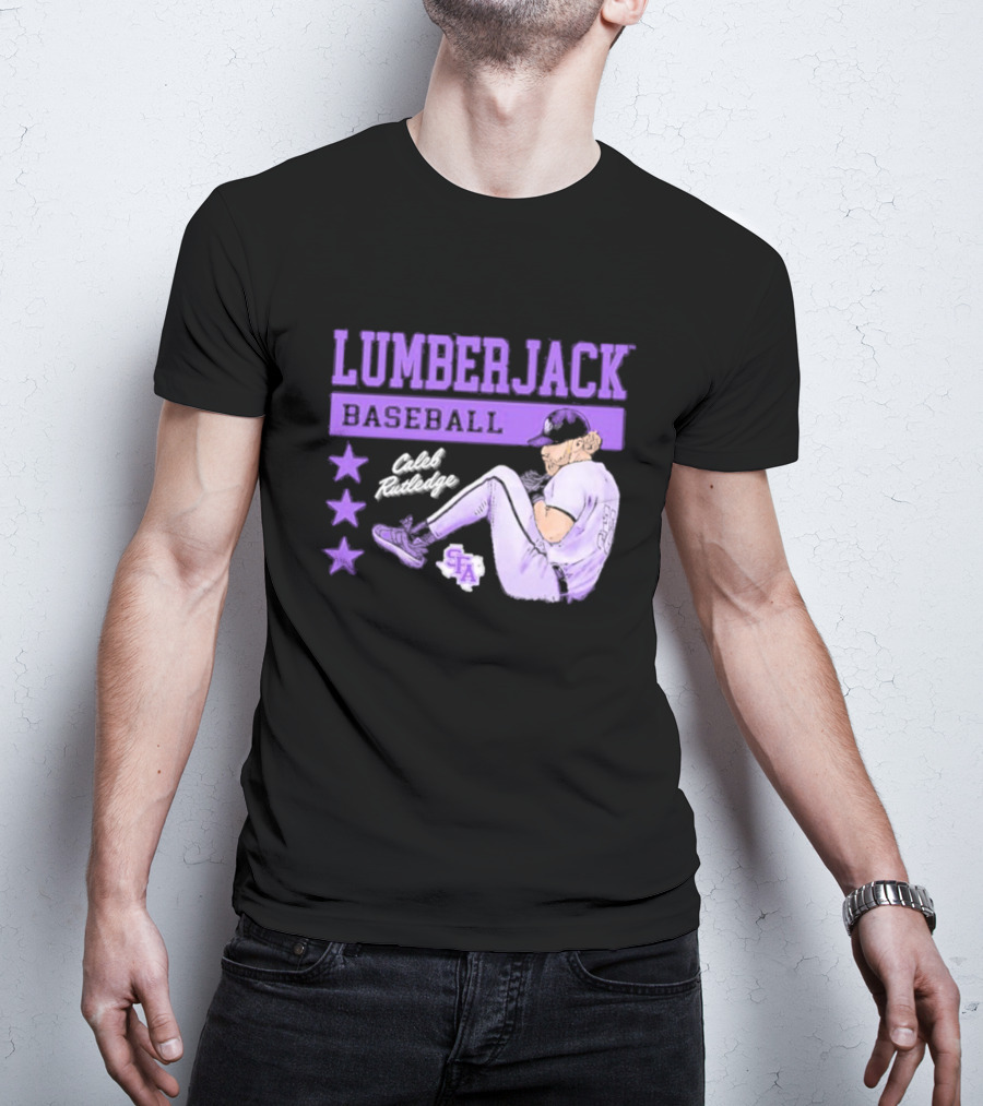 Lumberjack Baseball Caleb Rutledge SFA Cartoon T-Shirt
