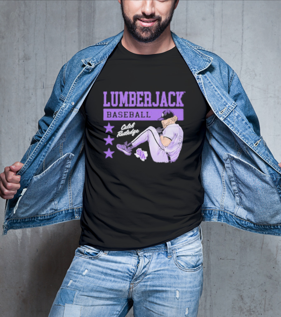 Lumberjack Baseball Caleb Rutledge SFA Cartoon T-Shirt