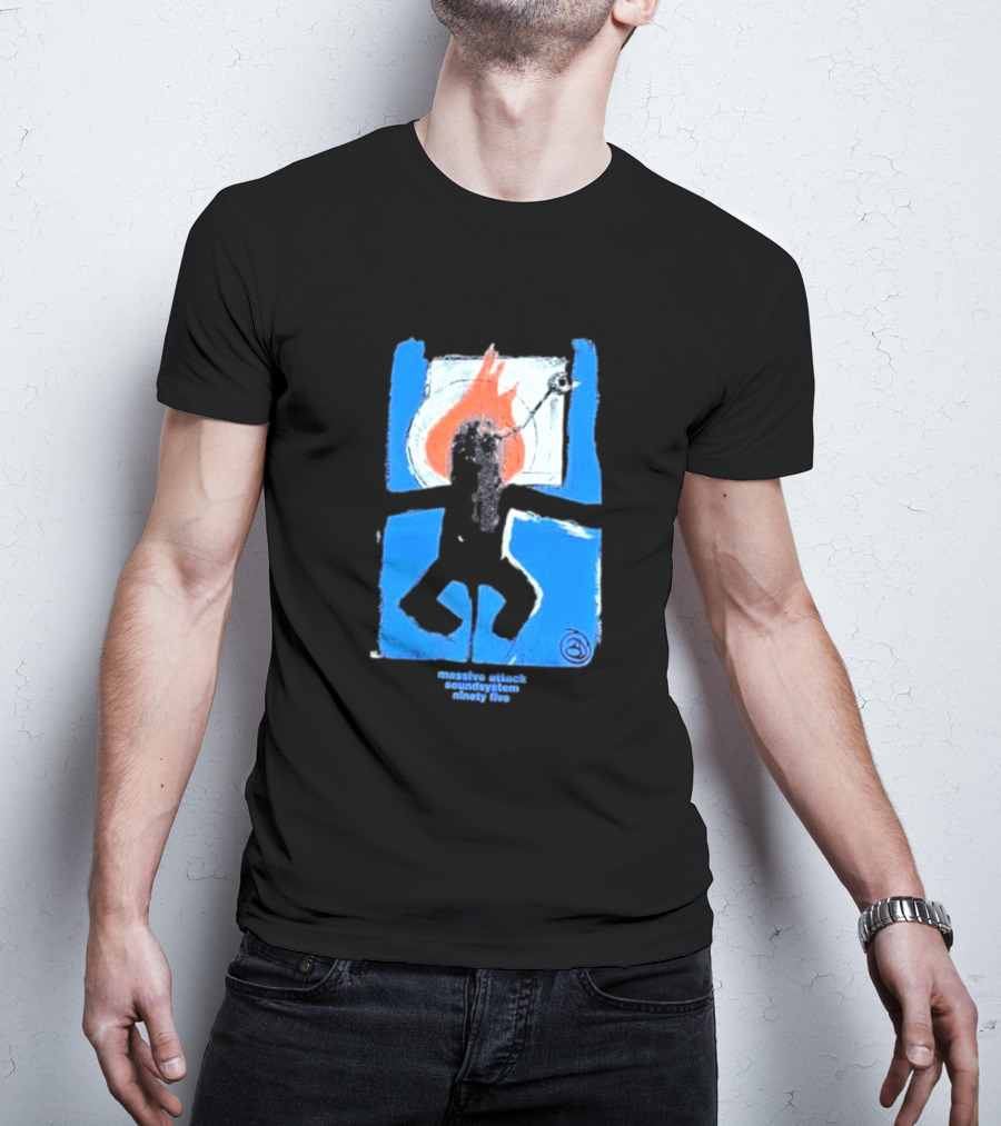 Massive Attack Soundsystem Ninety Five Fire Silhouette Blue Frame T-Shirt