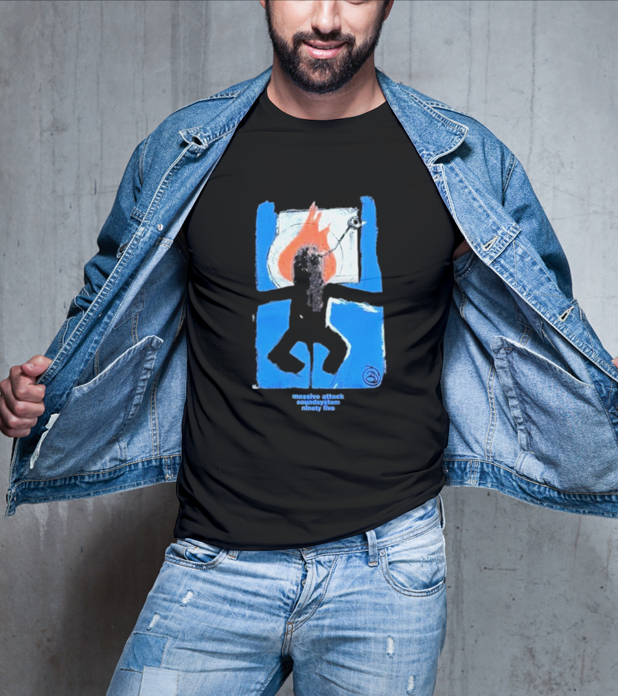 Massive Attack Soundsystem Ninety Five Fire Silhouette Blue Frame T-Shirt