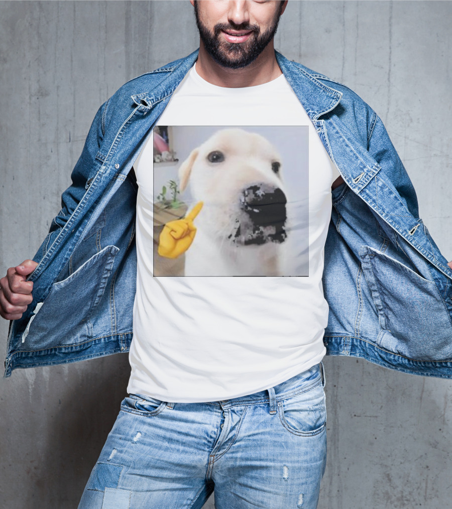 Mewing Cringe Cute Dog Meme Emoji Interaction T-Shirt