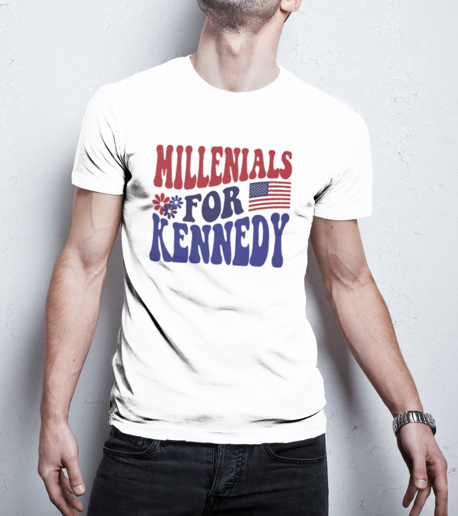 Millennials For Kennedy American Flag Flower Power T-Shirt