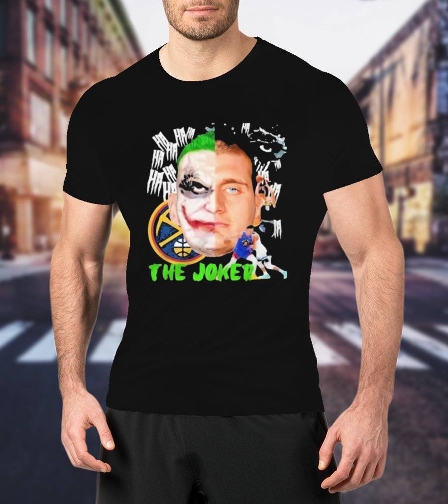 Nikola Jokic The Joker Face Featuring Denver Nuggets Basketball References T-Shirt