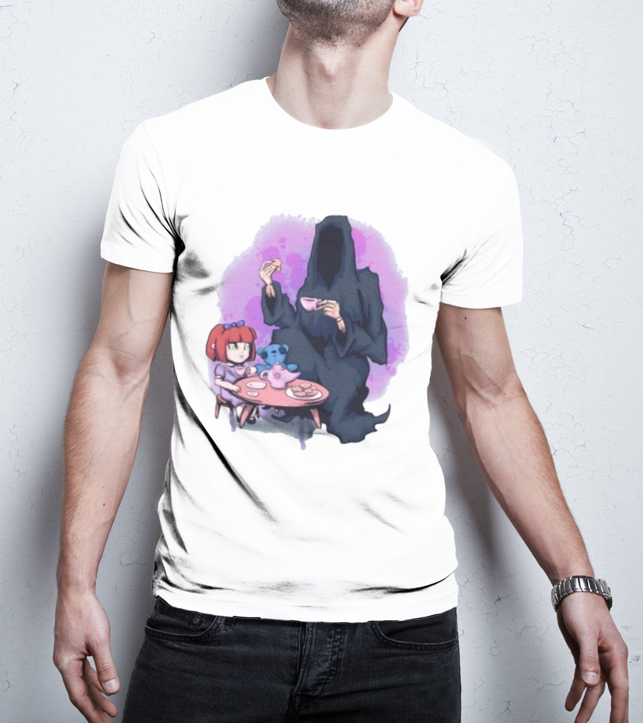 Tea Party With Grim Reaper And Little Girl T-Shirt