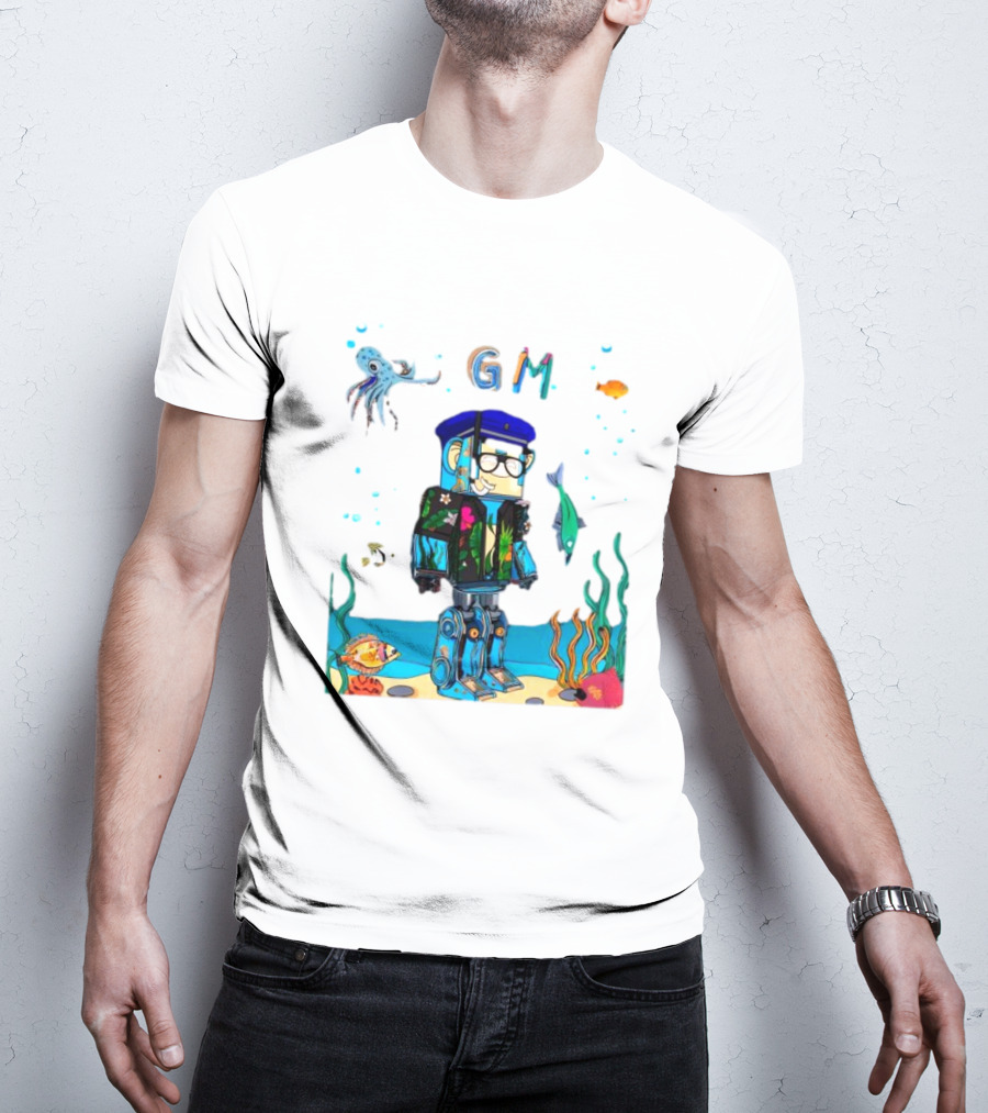Marine Policeman NFT Robot Monkey Underwater Scene GM T-Shirt