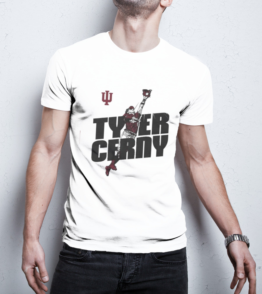 Tyler Cerny Baseball Indiana University Jumping Catch T-Shirt