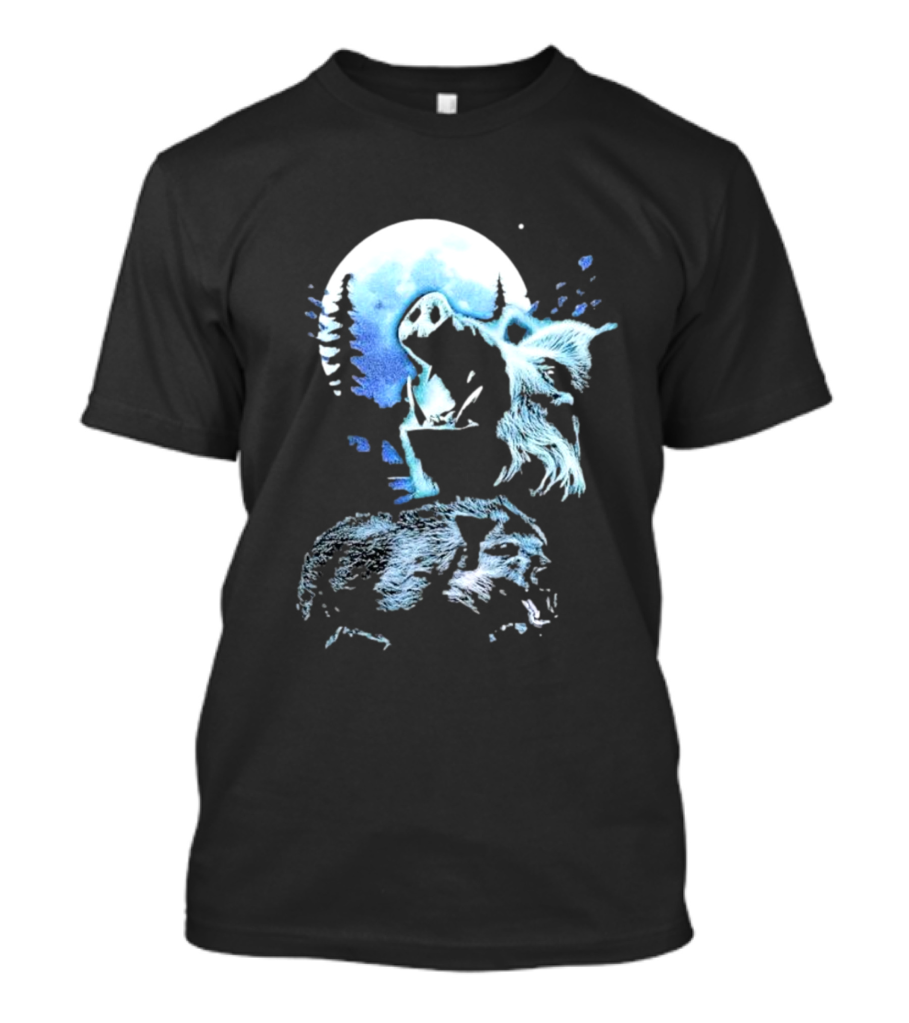 Wild Boar Howling At The Moon Men’s Forest Night Scene T-Shirt
