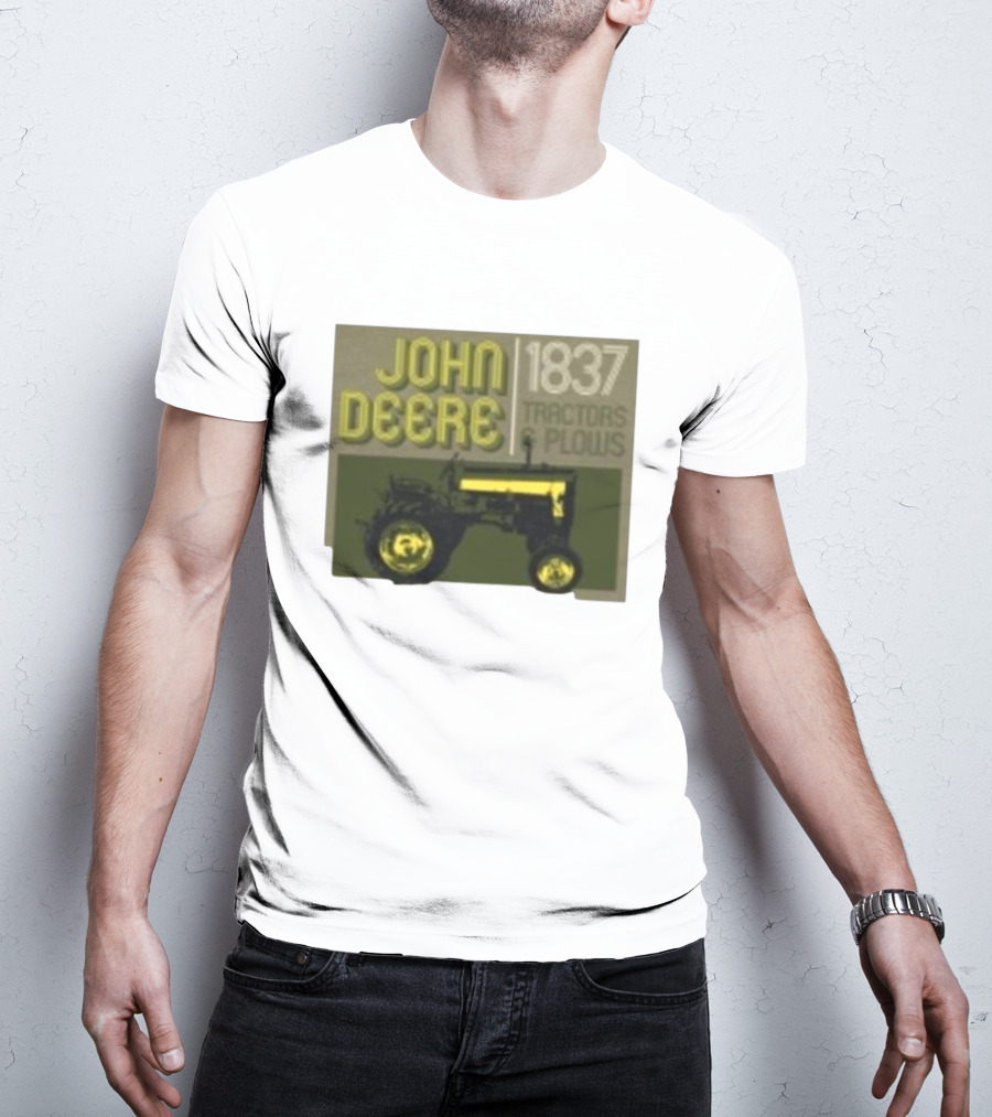 John Deere 1837 Tractors Plows Vintage Logo With Green Tractor Iconic T-Shirt