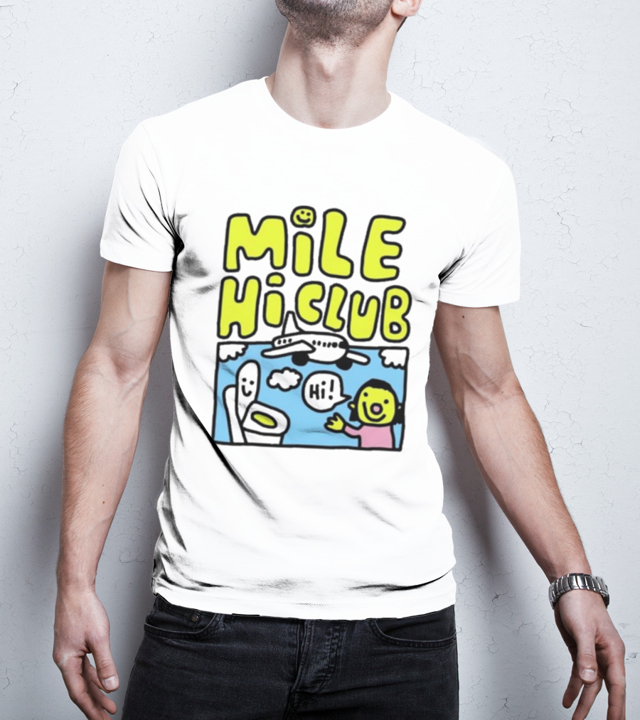 Mile Hi Club Airplane Bathroom Cartoon Hi Smiley Face T-Shirt