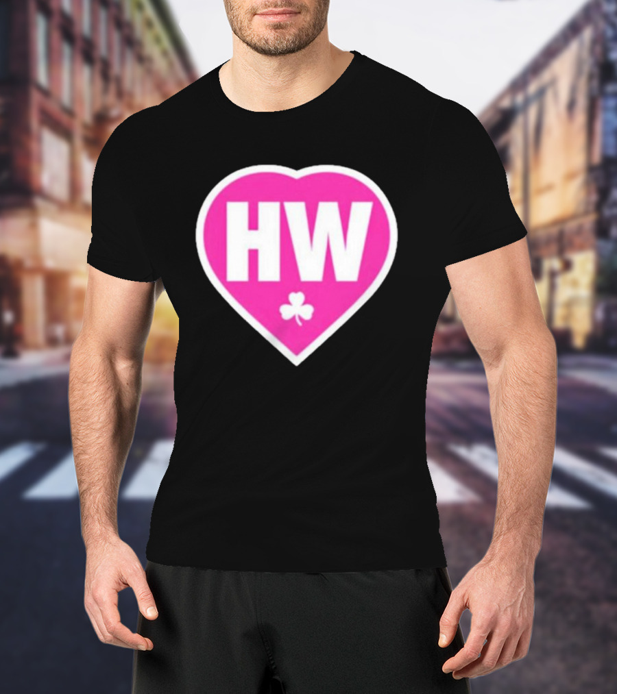 Celtics HW Heart With Pink Clover Move4Heather T-Shirt