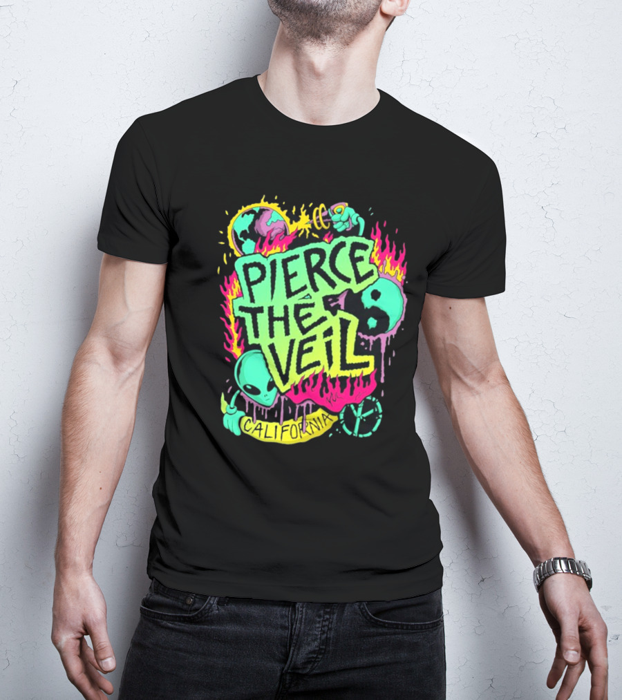 Pierce The Veil California Alien Peace Planet Flame T-Shirt
