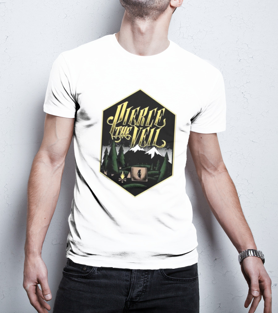Pierce The Veil Mountain Tent Campfire Forest Scene T-Shirt
